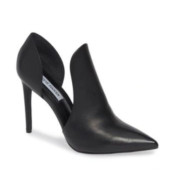 Women’s STEVE MADDEN Dolly black leather pointed toe heels- Size 7 - Picture 1 of 8